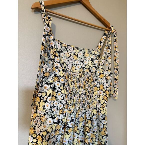 Sanctuary Size XL Ditzy Floral Tiered Maxi Dress Black Butter Yellow Daisy Print - Picture 10 of 14